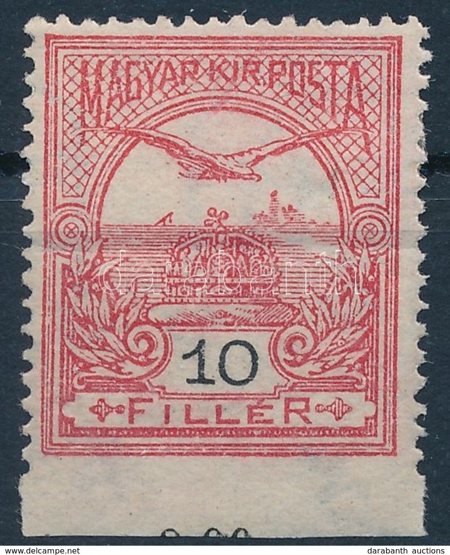 * 1909 Turul 10f Alul Fogazatlan, Az ívszélen Ollóval Vágva (tötött / Folded) - Autres & Non Classés