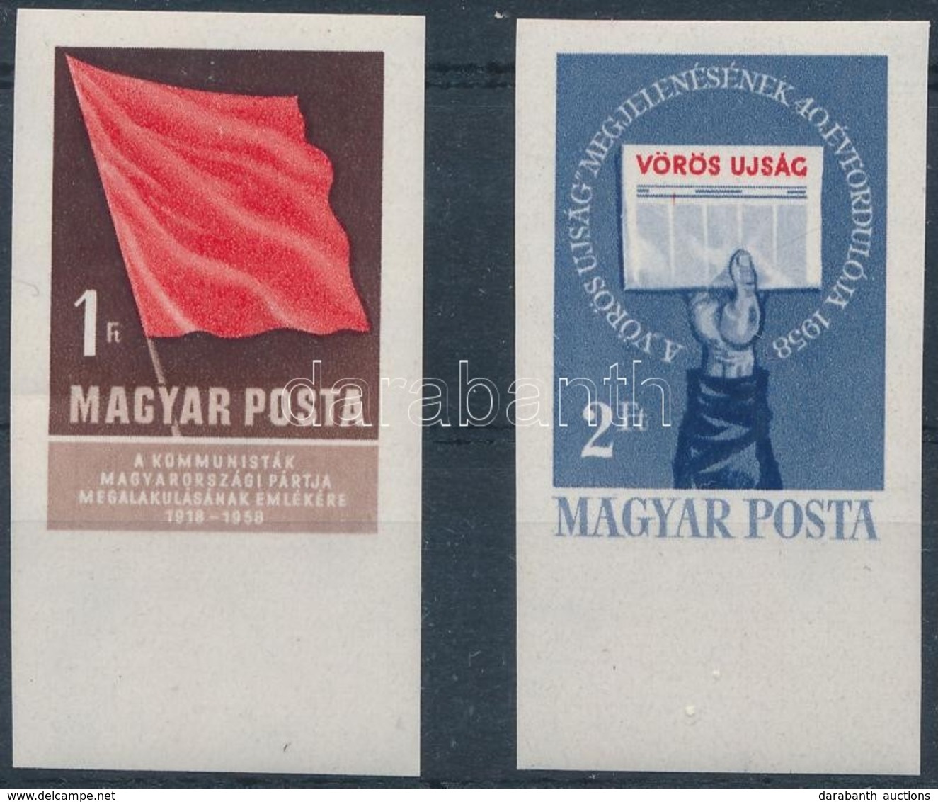 ** 1958 A Kommunisták Magyarországi Pártja ívszéli Vágott Sor (4.000) (1Ft Ránc / Crease) - Autres & Non Classés