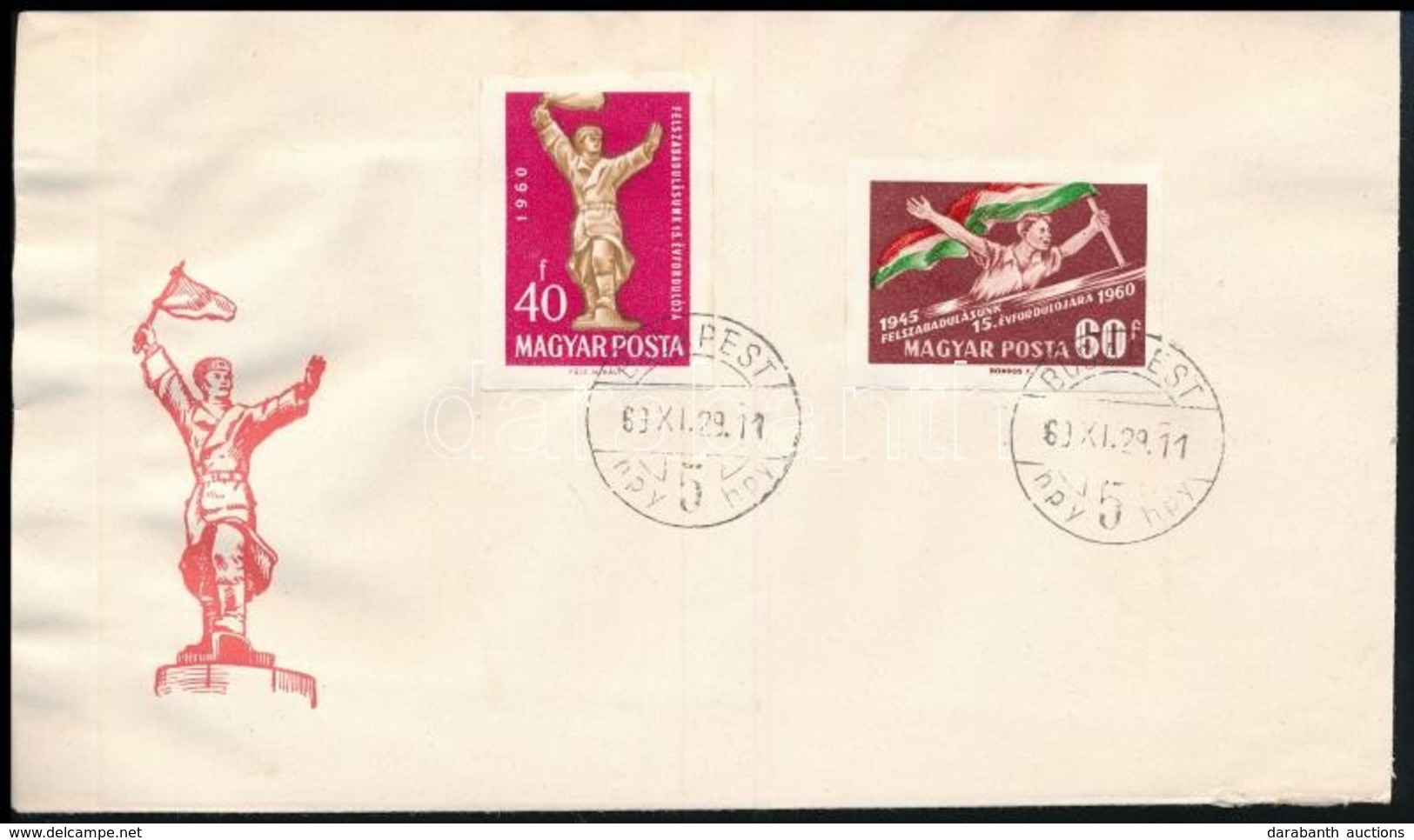 1960 Felszabadulás Vágott Sor FDC-n (4.000) - Sonstige & Ohne Zuordnung