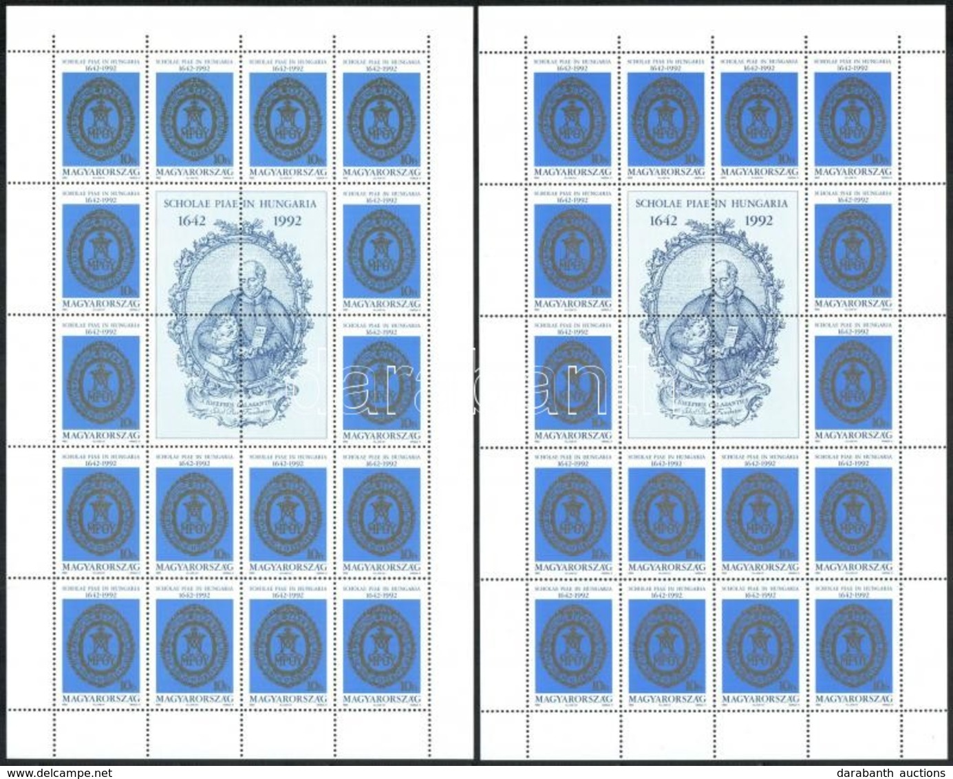 ** 1992 A Piarista Rend 350 éve Magyarországon 2-2 Db Négy Eltérő Fogazású ív (18.000) - Autres & Non Classés