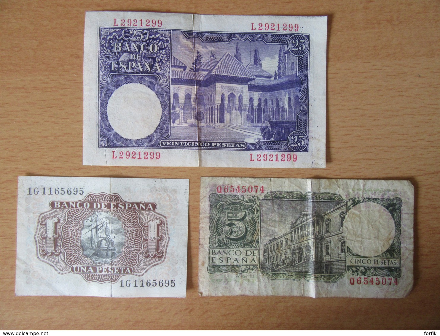 Espagne / Espana - 3 Billets 1, 5 Et 25 Pesetas 1953 / 1954 - TB / TTB - [ 9] Colecciones