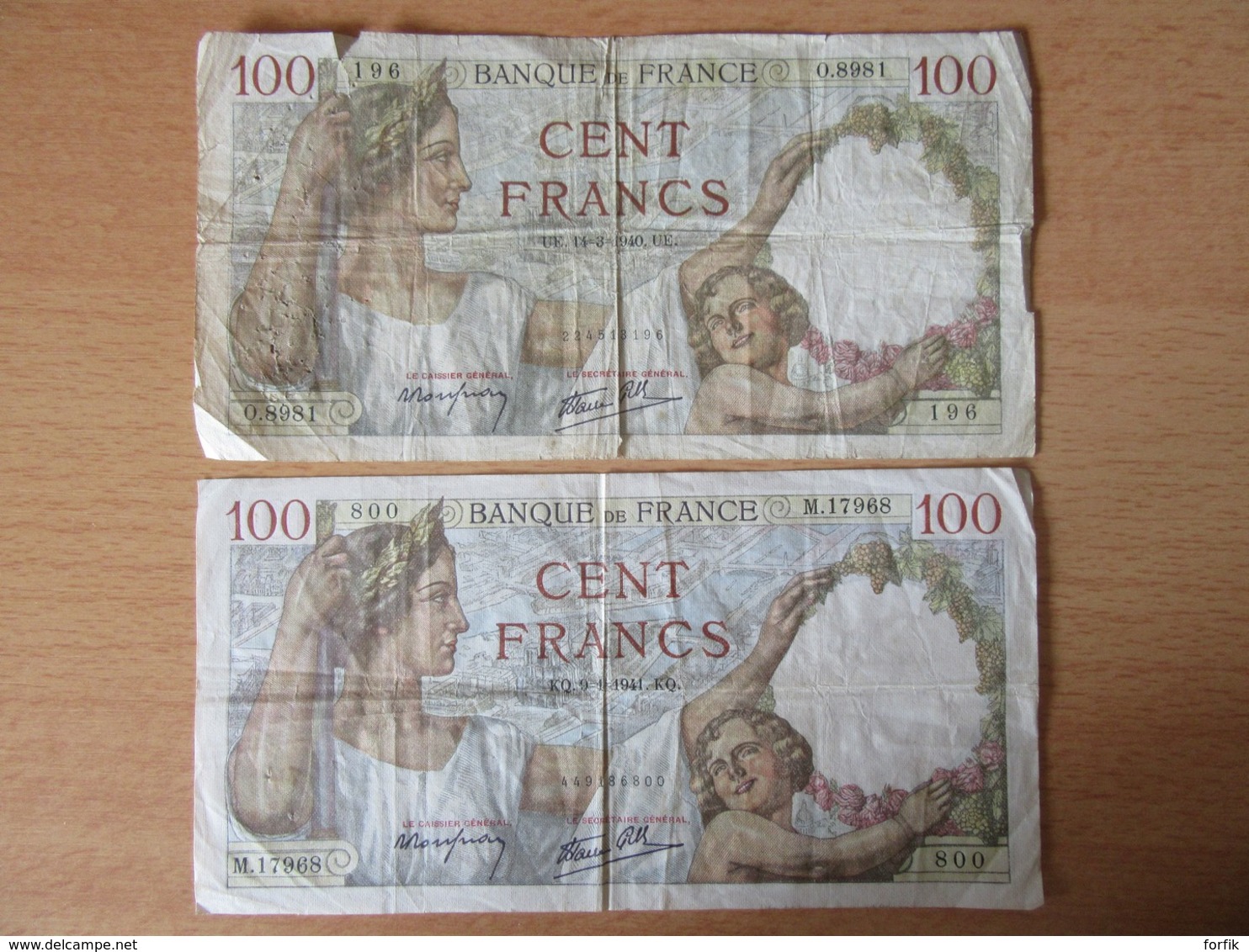 France - Lot de 7 billets 5 Francs à 100 Francs (Violet, Série 1944, Sully, etc) dont 10 NF Richelieu type 1959