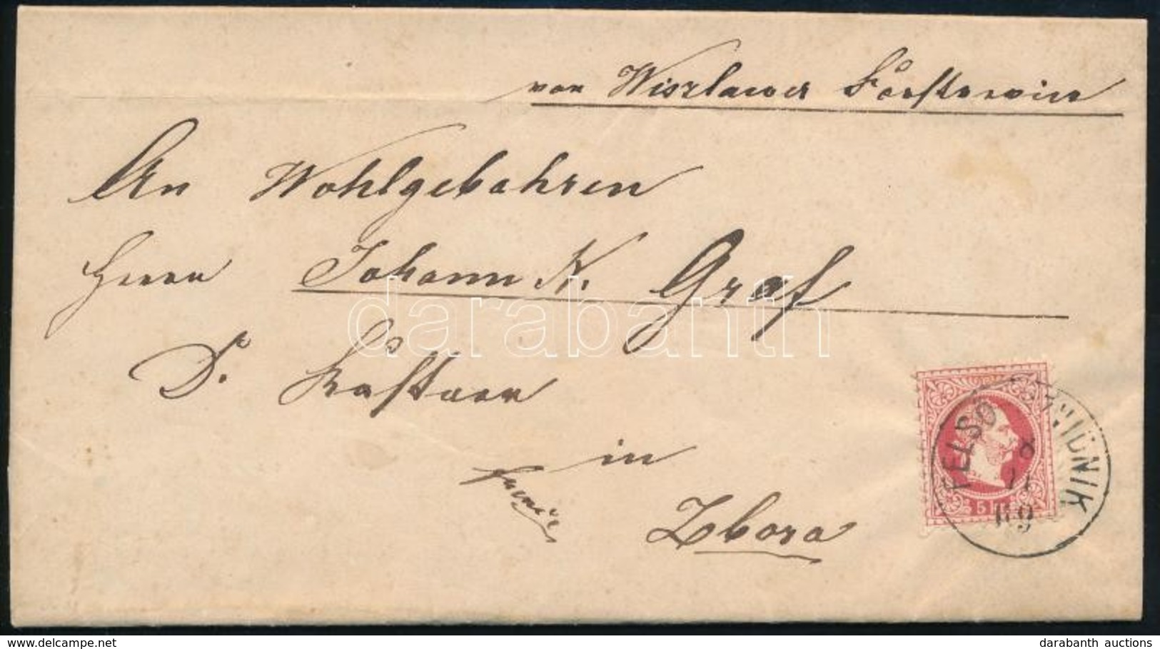 1869 5kr Levélen / On Cover "FELSŐ-SZVIDNIK" - "ZBORÓ" - Autres & Non Classés