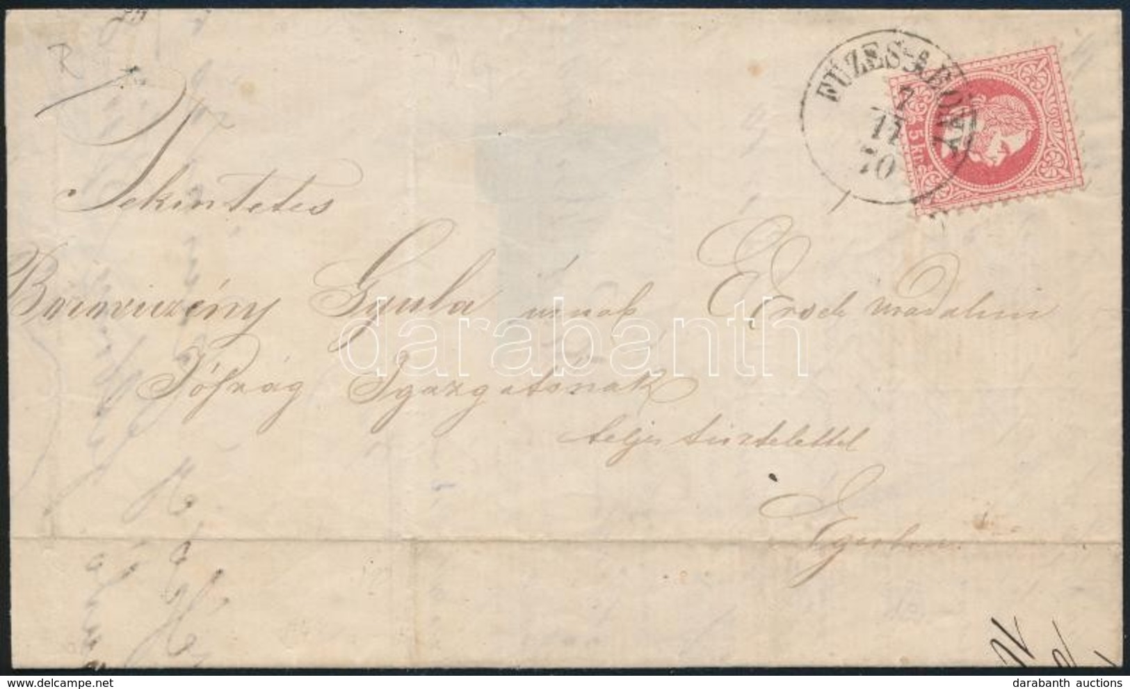 1870 5kr Levélen "FÜZES-ABONY" - "EGER HEVESBEN" - Sonstige & Ohne Zuordnung