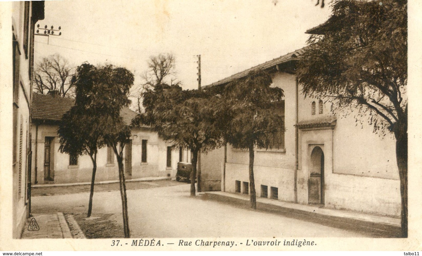 Algérie - Médéa - Rue Charpenay - L'Ouvroir Indigène - Timbre Francais 3 F Surchargé Algérie - 2 Scans - Medea