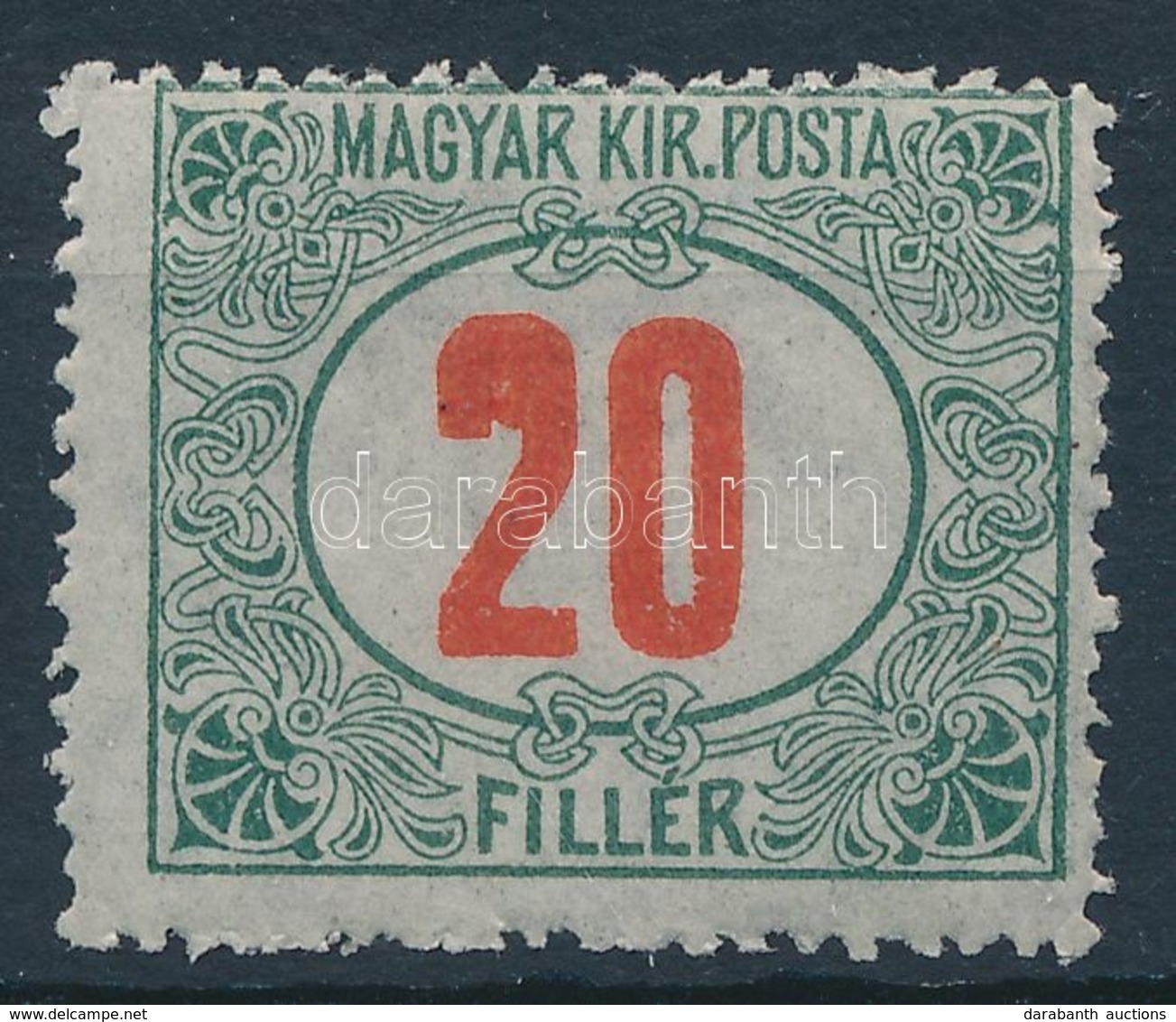 ** 1915 Pirosszámú Zöldportó 20f, Eltömődött "2" - Autres & Non Classés