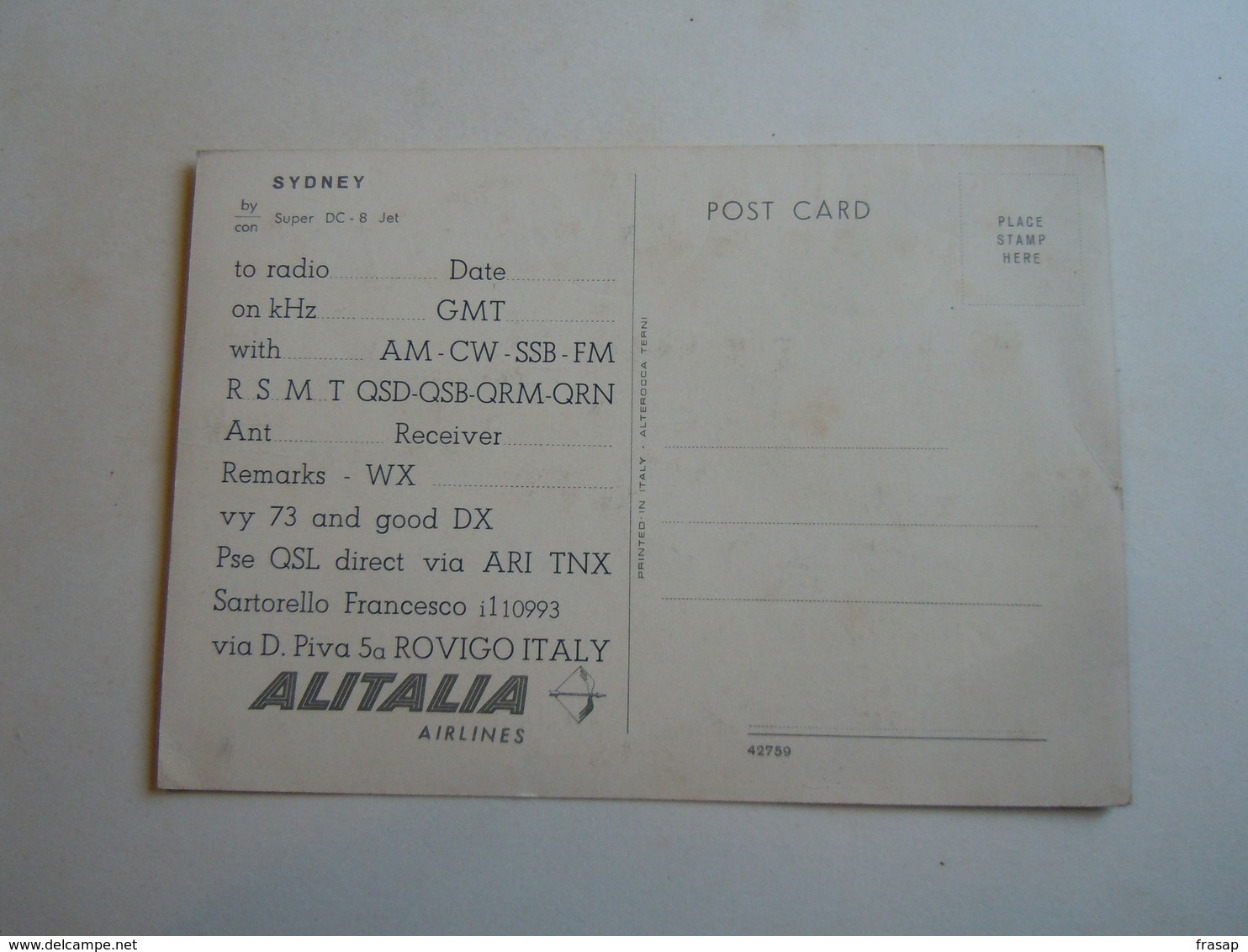 Cartolina Postale  QSL 19?? AUSTRALIA SWL ??? - Radio