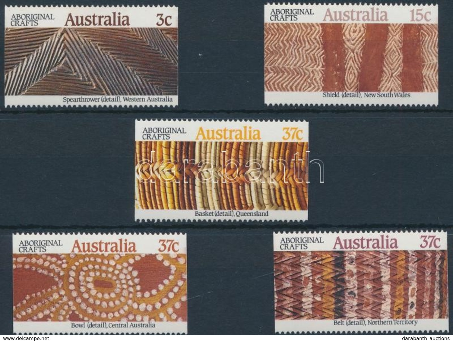** 1987 Ausztrál őslakos Kézművesség Sor, Craftsmanship Of The Aborigines Of Australia Set Mi 1062-1066 - Autres & Non Classés