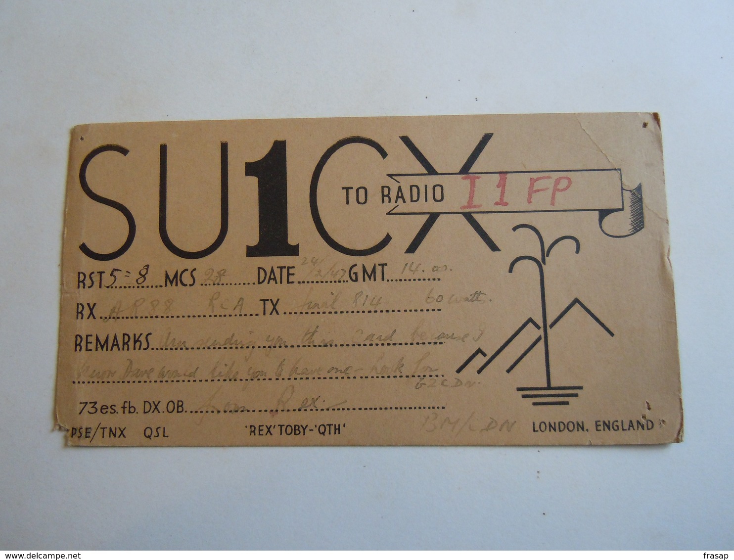 Cartolina Postale  QSL 1947 SU1C LODON ENGLAND - Radio