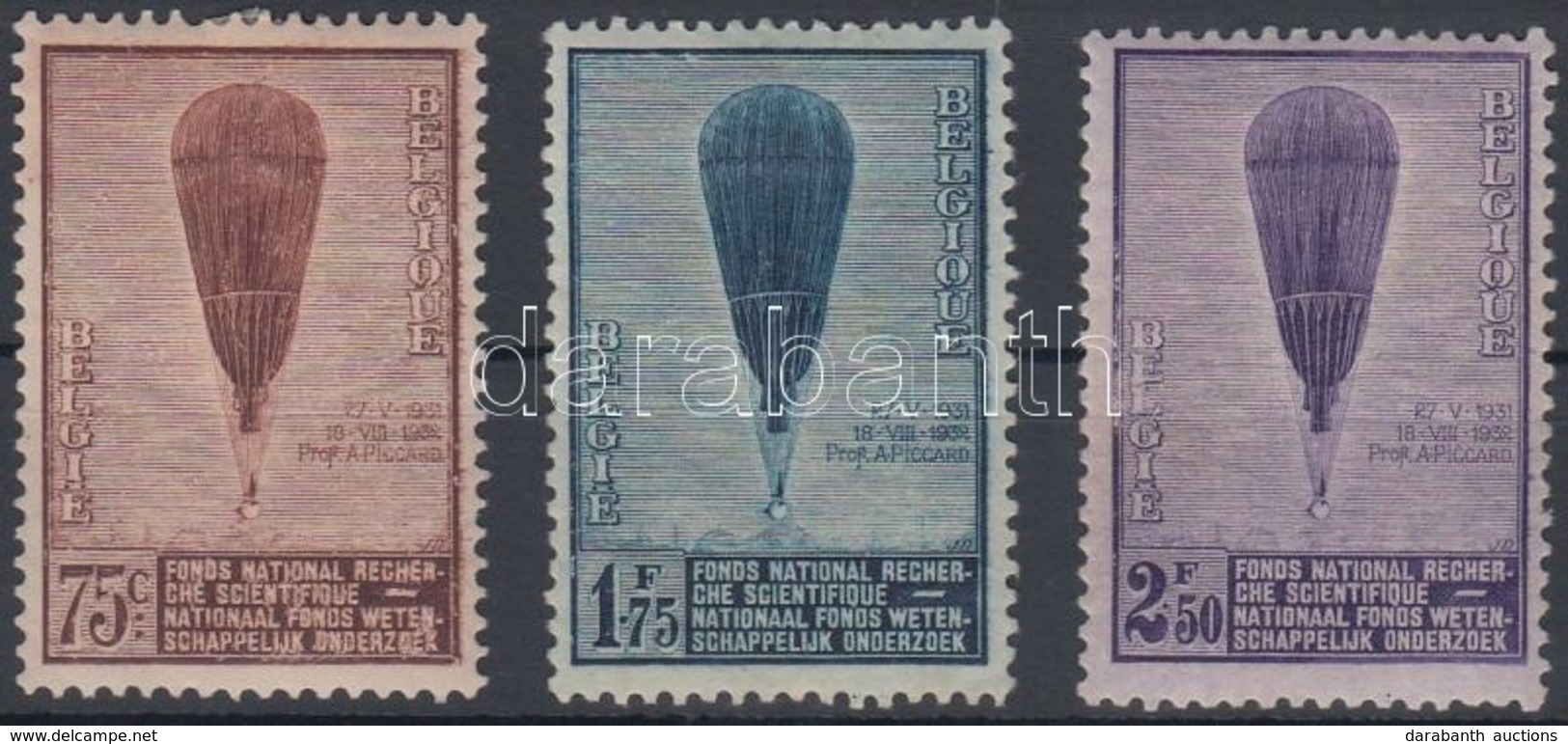 * 1932 Sztratoszférakutatás, Piccard Ballon Sor Mi 344-346 - Autres & Non Classés