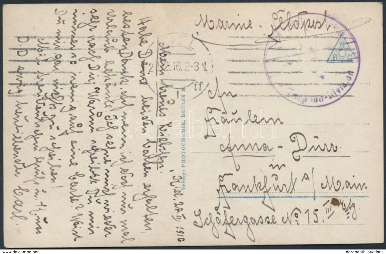 1916 Haditengerészeti Post Képeslap "Kaiserliche Marine 1. Torpedo - Divison" - Autres & Non Classés