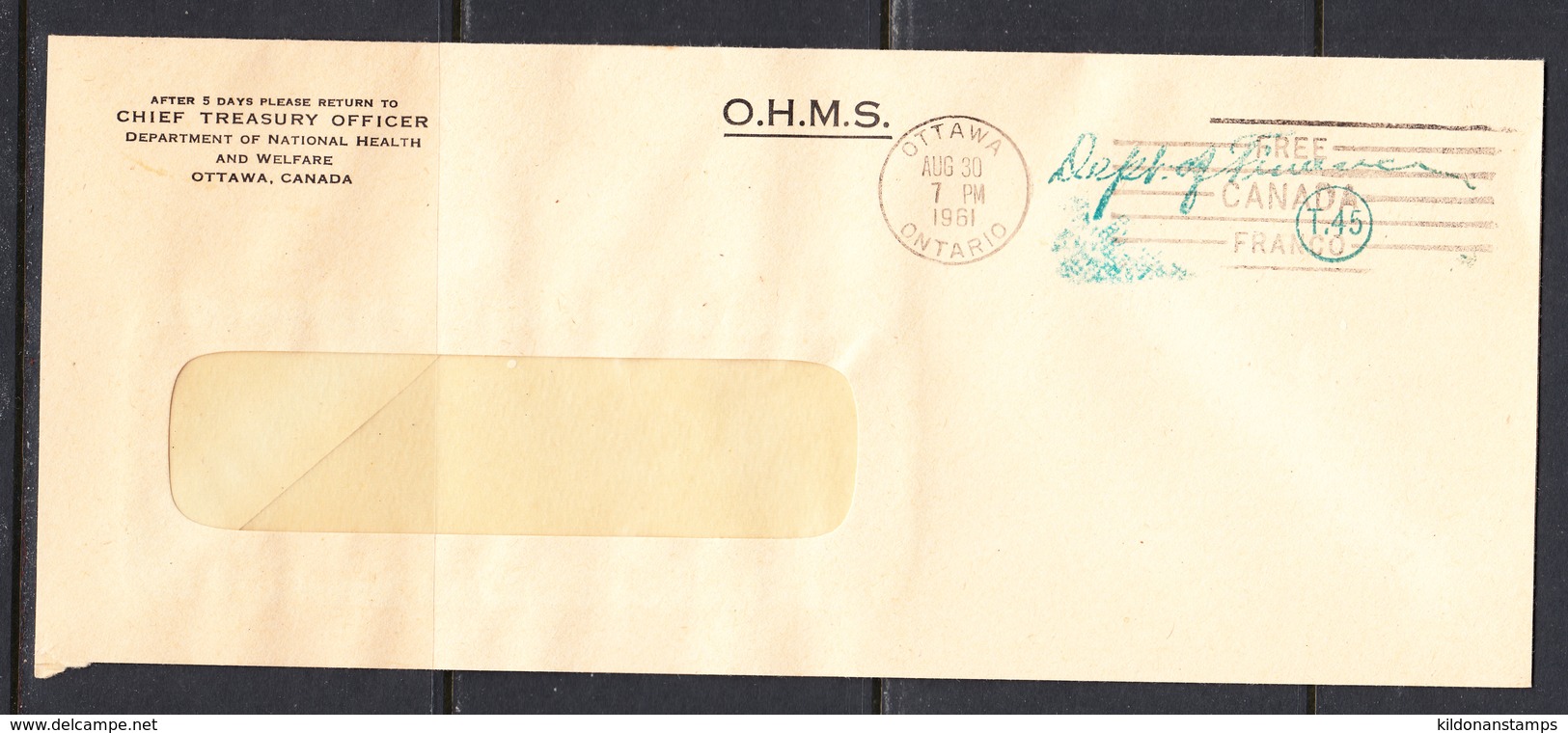 Canada 1961 OHMS - Dept. Of National Health, Used Cover, See Description, Sc# ,SG - Brieven En Documenten