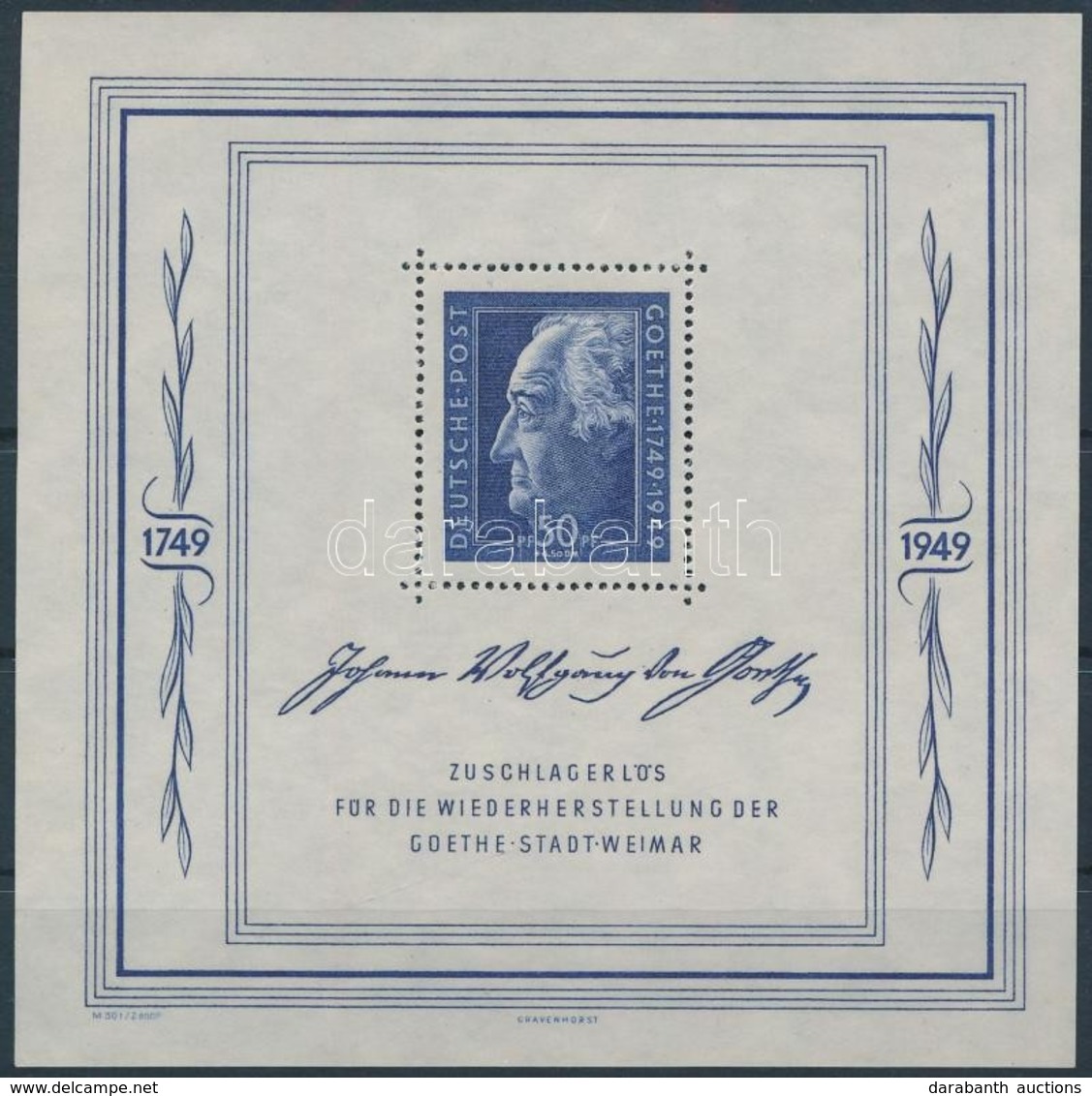 ** 1949 Goethe Mi Block 6 (Mi EUR 220,-) - Autres & Non Classés