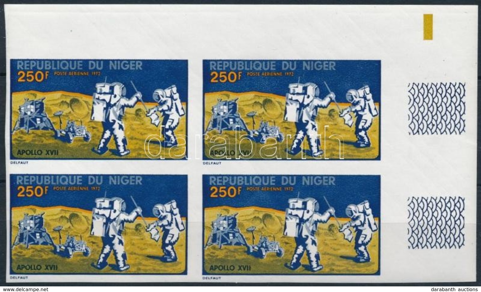 ** 1972 Apollo 17 Vágott ívsarki Négyestömb Mi 355 - Autres & Non Classés