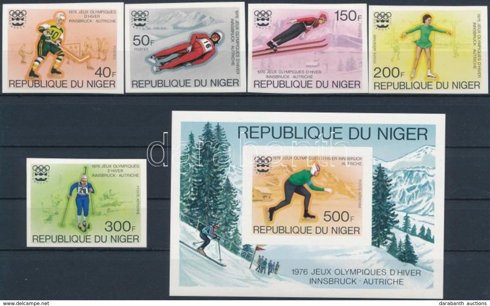 ** 1976 Téli Olimpia, Innsbruck Vágott Sor Mi 506-510 + Vágott Blokk 12 - Autres & Non Classés