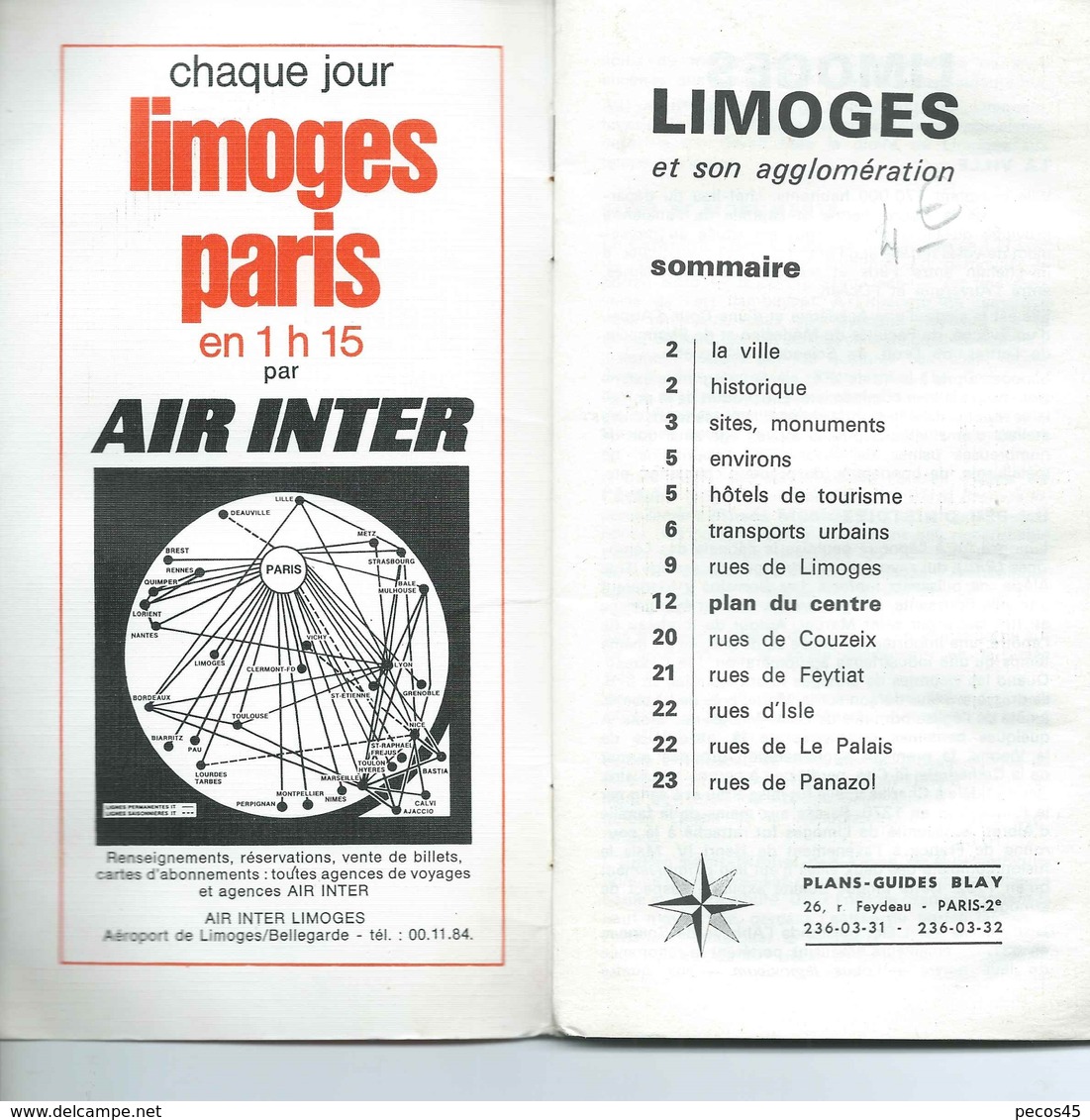 Plan-Guide BLAY  : LIMOGES 1976. - Cartes Topographiques