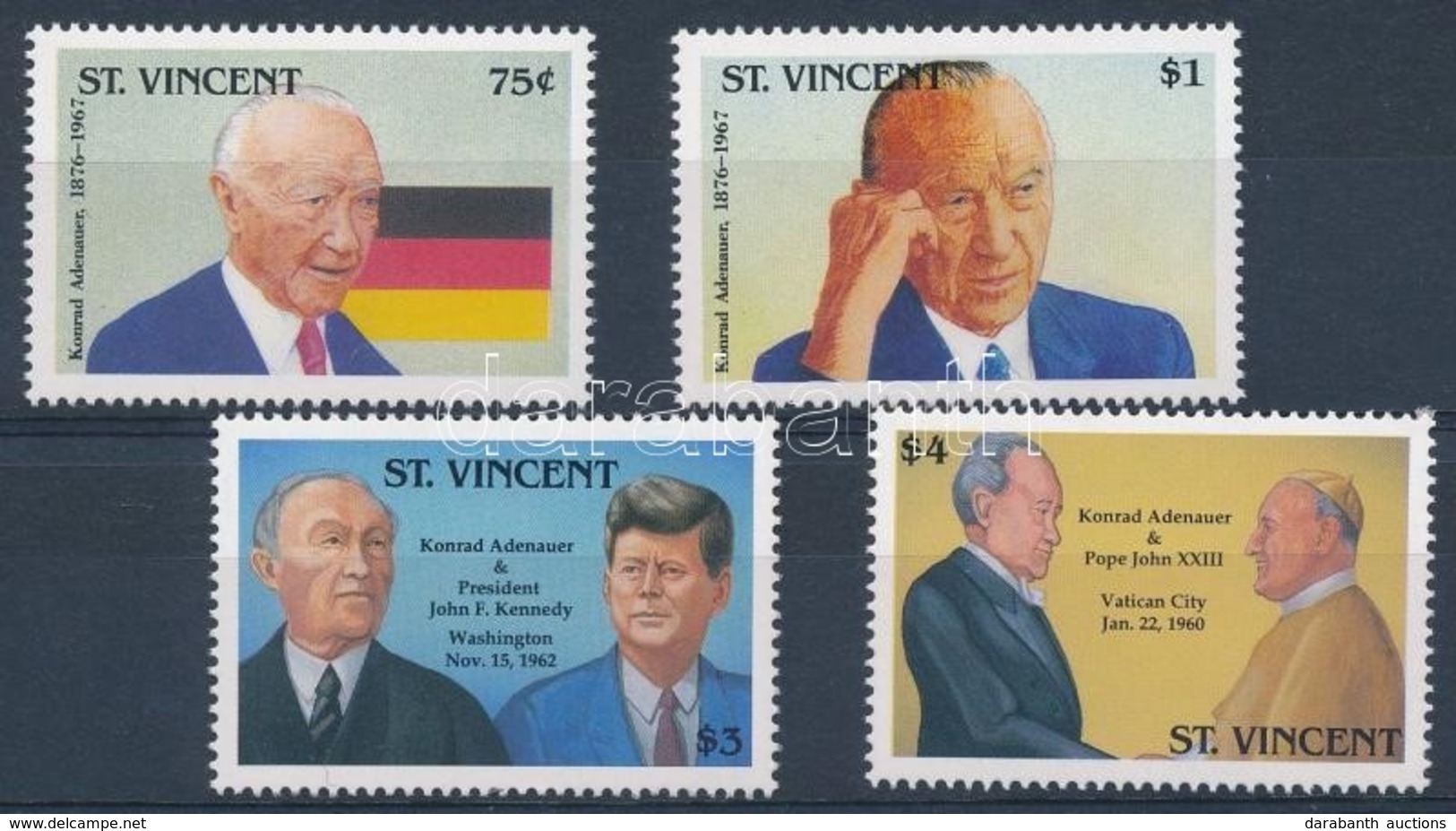 ** 1992 Konrad Adenauer Halálának 25. évfordulója Sor Mi 2293-2296 - Autres & Non Classés