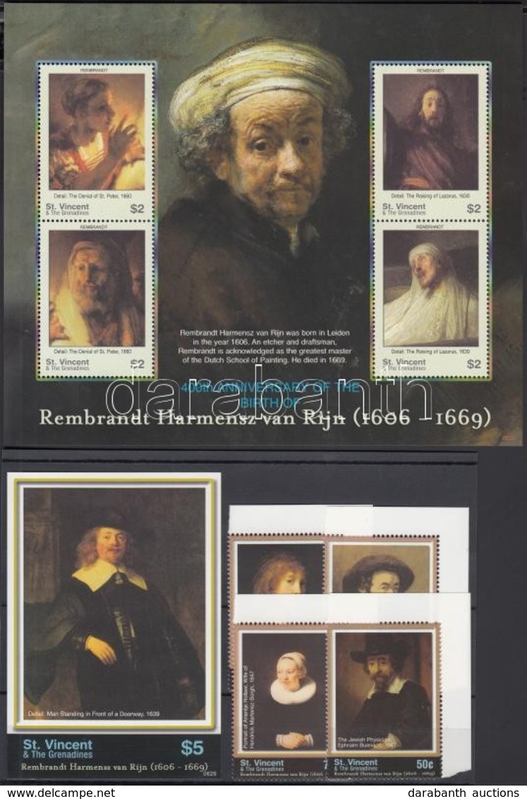** 2006 400 éve Született Rembrandt ívsarki Sor + Kisív Mi 6312-6319 + Vágott Blokk Mi 667 - Autres & Non Classés