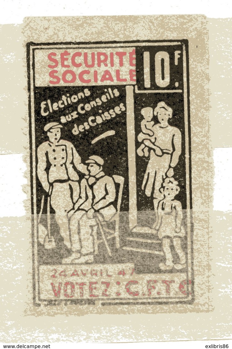 TIMBRE VIGNETTE, SECURITE SOCIALE 24 AVRIL 1947 - Autres & Non Classés