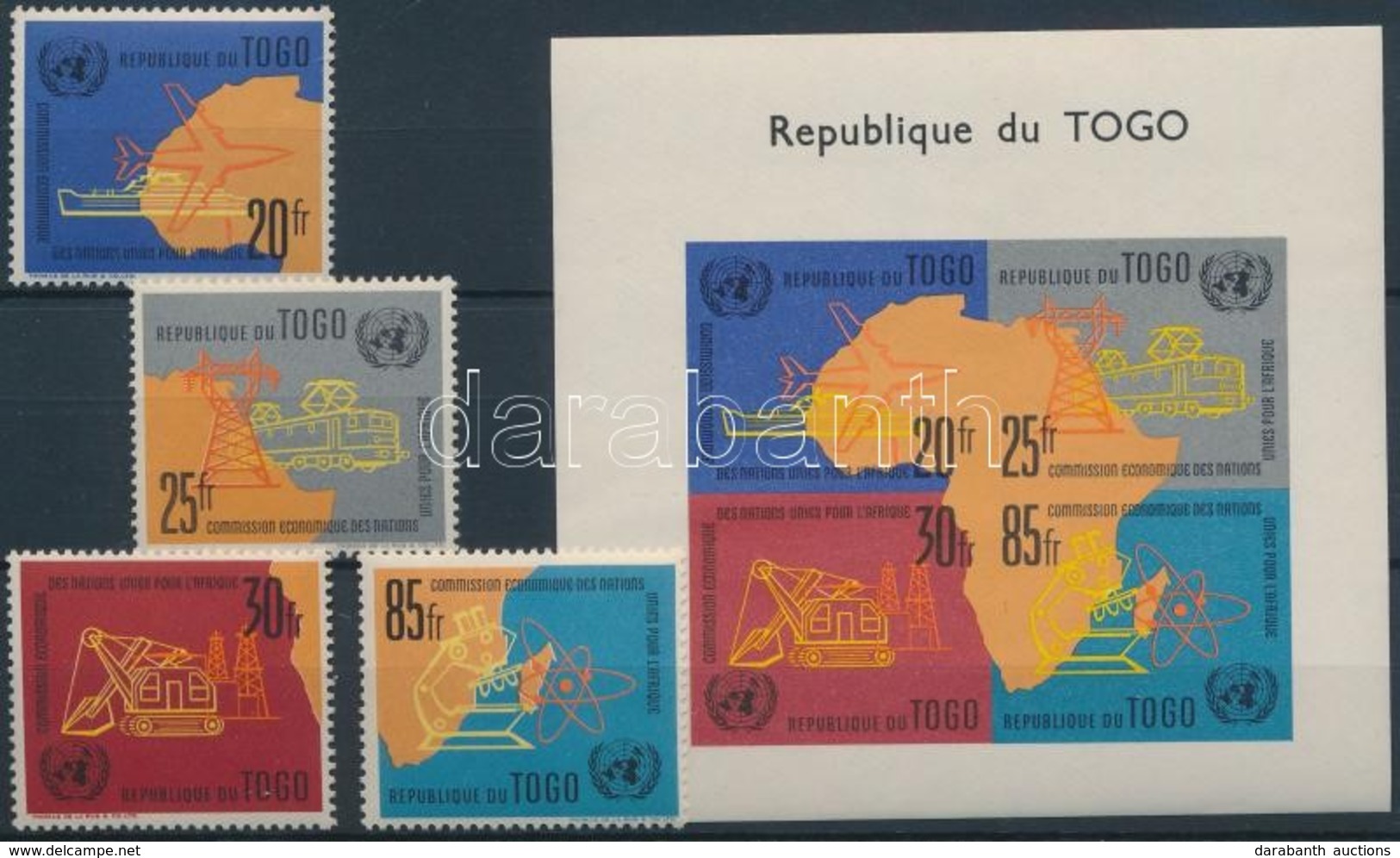 ** 1961 ENSZ Gazdasági Bizottsága Afrikáért Sor Mi 325-328 A + Vágott Blokk Mi 6 - Sonstige & Ohne Zuordnung