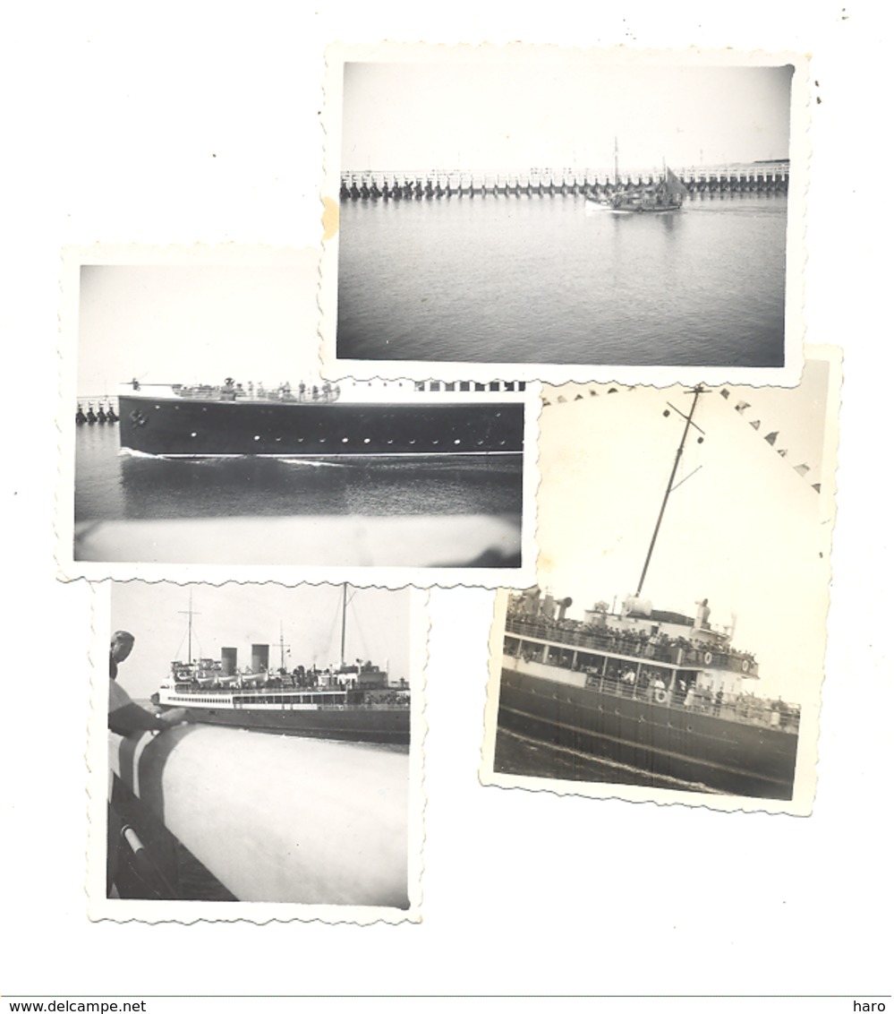 Lot De 4 Photos (+/-6 X 9 Cm) OOSTENDE / OSTENDE En 1936 - Port, Bateaux,... (SID) - Lieux