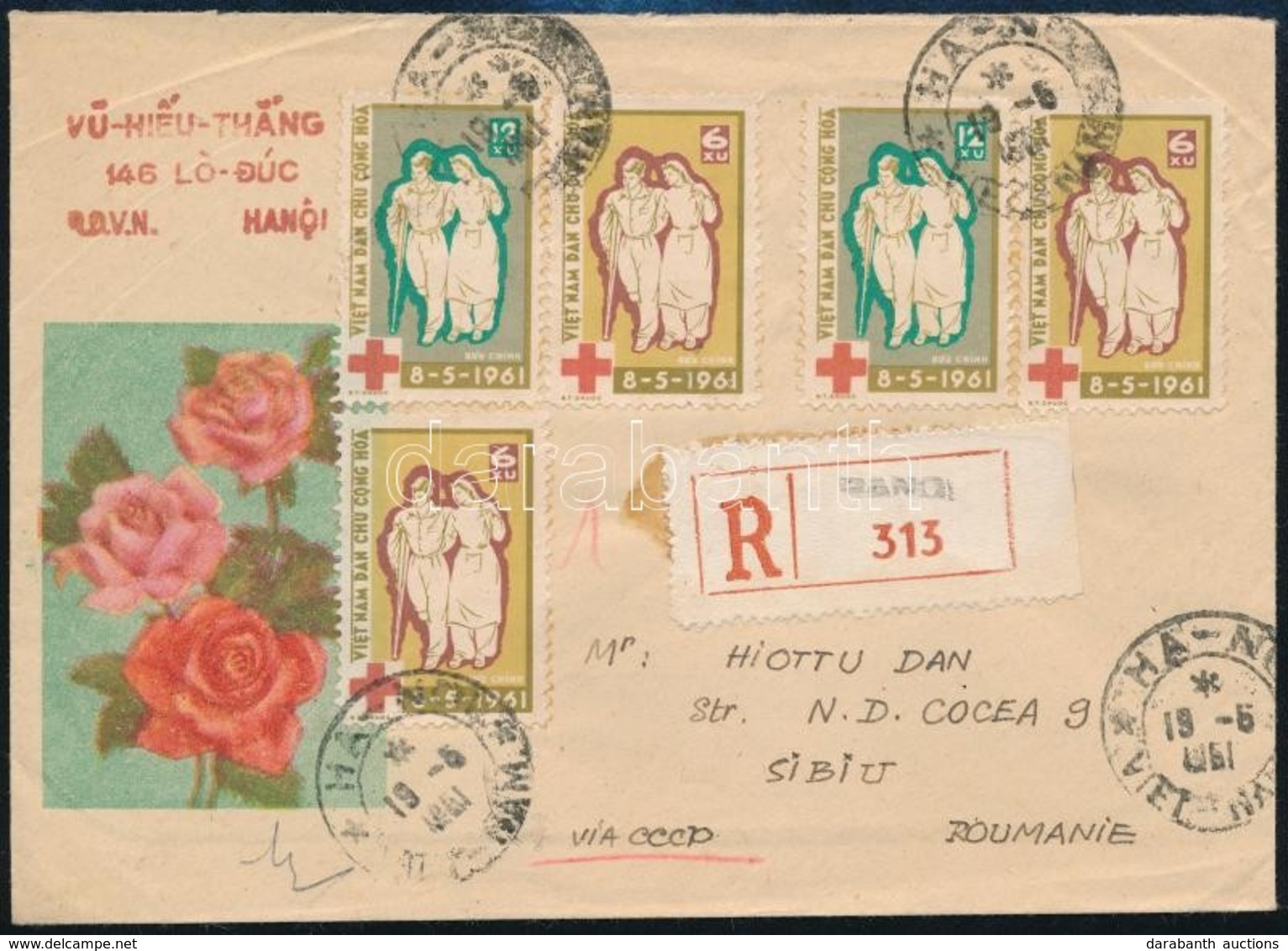 1961 Ajánlott Sokbélyeges Levél A Szovjetunión át Romániába / Registered Cover With 7 Stamps To Romania - Sonstige & Ohne Zuordnung