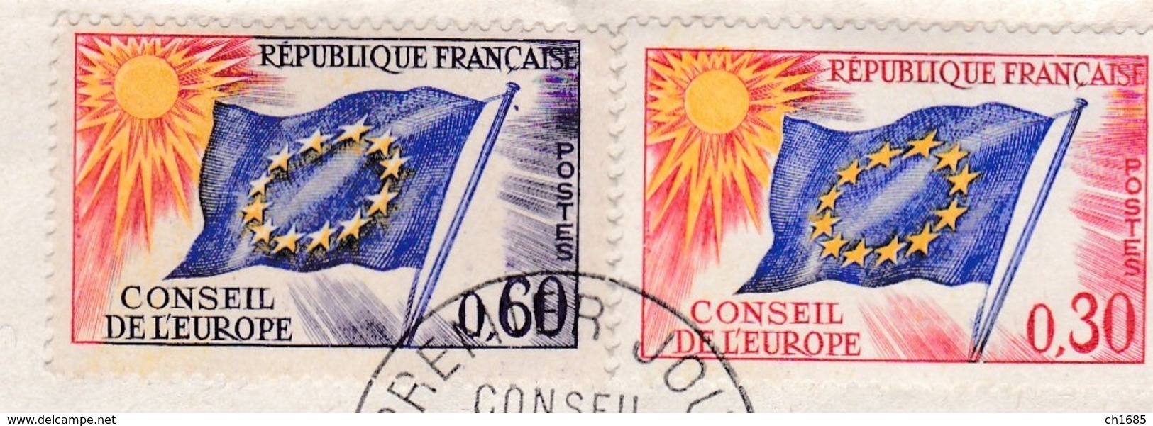 Variété :  Service 34  0,60 Avec Couleur Jaune Des étoiles Décalée Sur 1er Jour - Cartas & Documentos