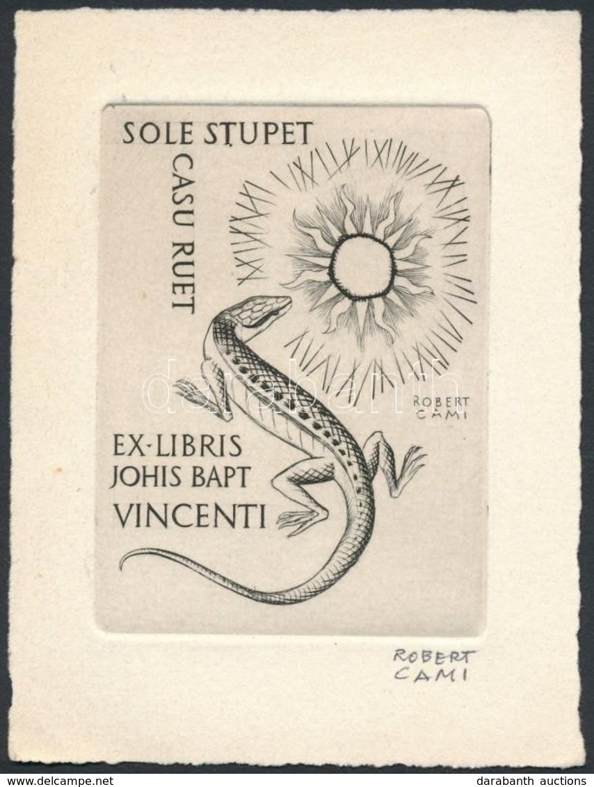 Robert Cami (1900-1975) :Ex Libris Johis Bapt. Rézkarc, Papír, Jelzett, 8×6 Cm - Autres & Non Classés