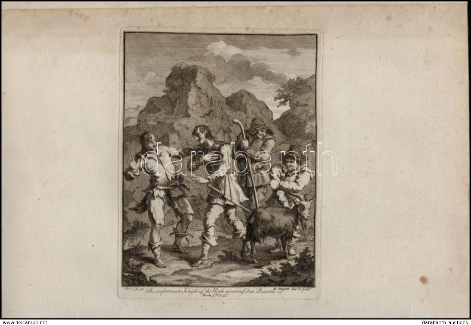 William Hogarth (1694-1764): 3 Rézmetszet. Don Quixote Kalandjai. Jelzettek A Dúcon 19x23 Cm / William Hogarth: 3 Engrav - Estampes & Gravures