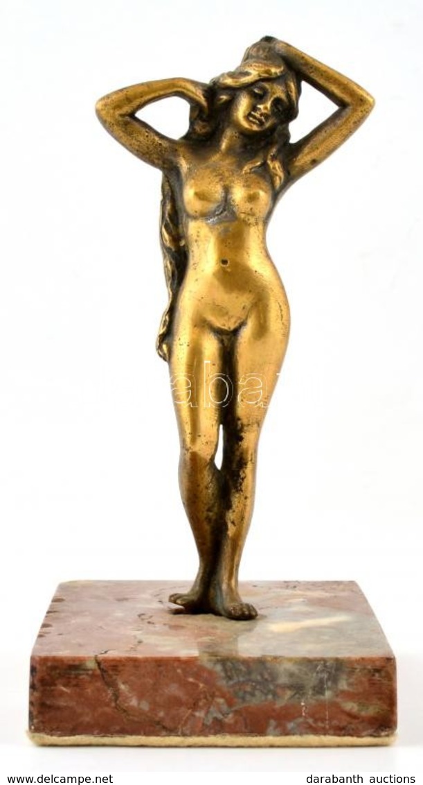 Női Akt. Bronz Figura Márvány Talapzaton. 18 Cm - Autres & Non Classés