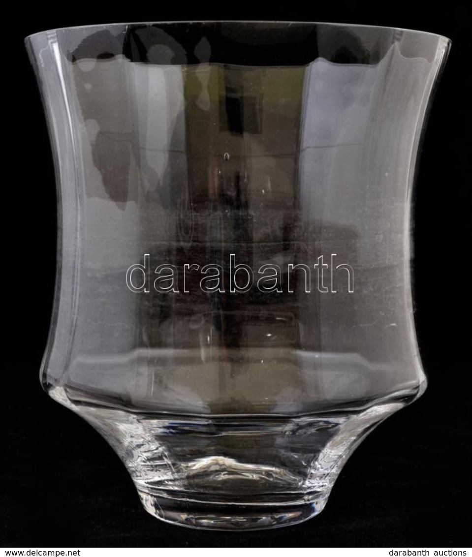 Dekoratív Fújt üveg Kaspó, Jelzés Nélkül, Hibátlan, M:25 Cm, D:22,5 Cm - Verre & Cristal