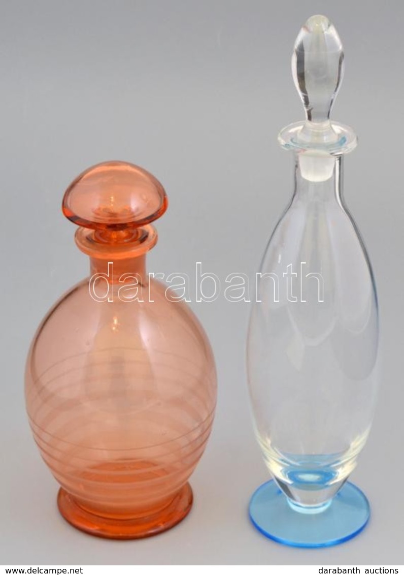 2db Színes, üvegdugós üveg. Hibátlan. 24, 32 Cm - Verre & Cristal