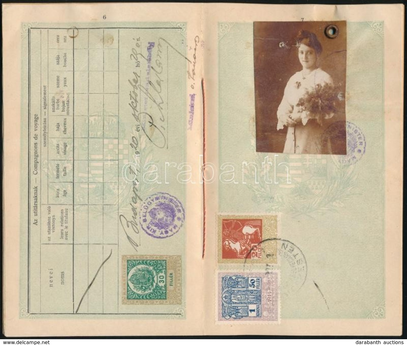 1919 Népköztársaság Feliratos útlevél, áthúzva Királyságra. - Non Classés