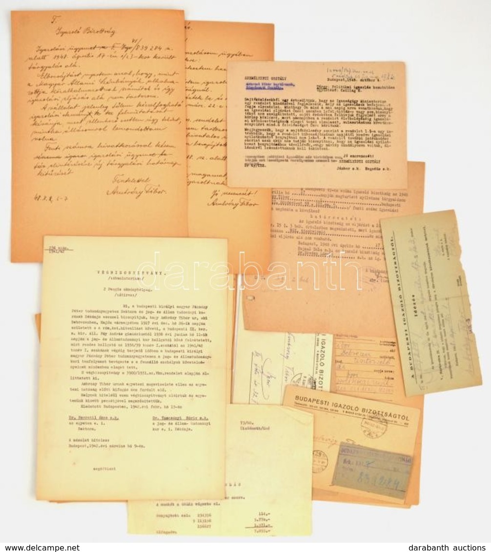1946-1949 Vegyes Okmány Gyűjtemény, Közte A Budapesti Igazoló Bizottsággal Kapcsolatos Papírok, Okmányok, Ugyanazon Szem - Non Classés