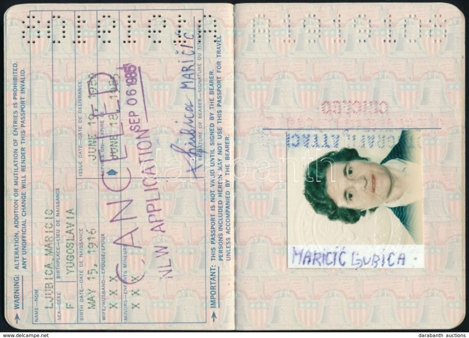 1980 Az Amerikai Egyesült Államok által Kiállított Fényképes útlevél / USA Passport - Non Classés