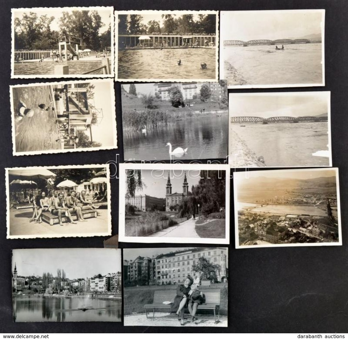 Cca 1935 Debrecen, Városi Strandfürdő 4 Db Fotó, 5,5×8 Cm (4×), Cca 1940 4 Db Fotó A Feneketlen-tóról és Környékéről, 5× - Autres & Non Classés