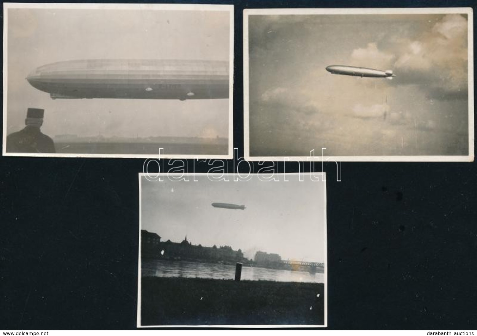 Cca 1932 Zeppelin Magyarország Felett, 4 Db Vintage Fotó, 5,7x7 Cm és 8,6x11,4 Cm Között - Autres & Non Classés