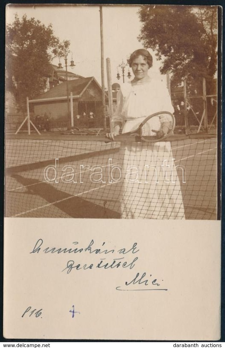 1916 Teniszező Hölgy, Fotólap, 14×9 Cm - Autres & Non Classés