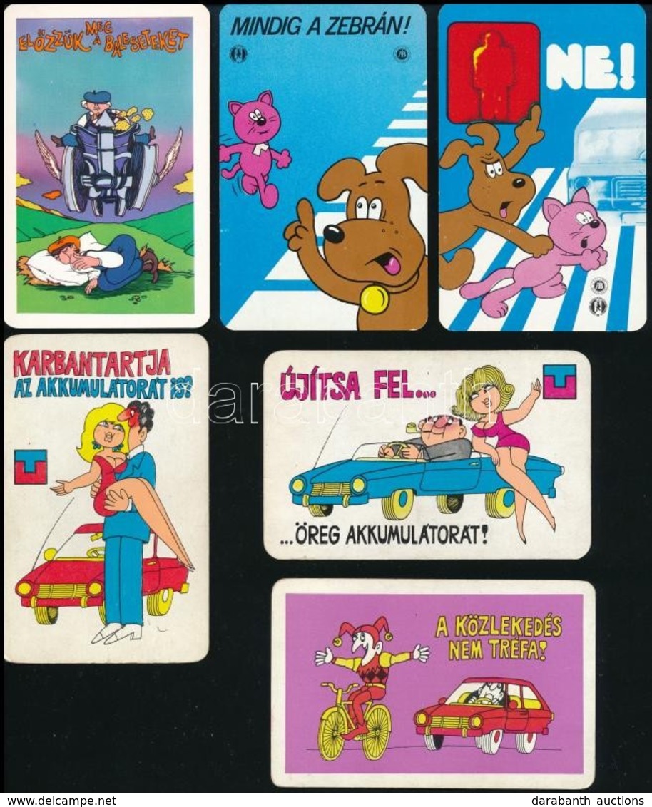 Cca 1975-82 11 Db Karikaturás Kártyanaptár, Közlekedési Figyelmeztetésekkel - Advertising