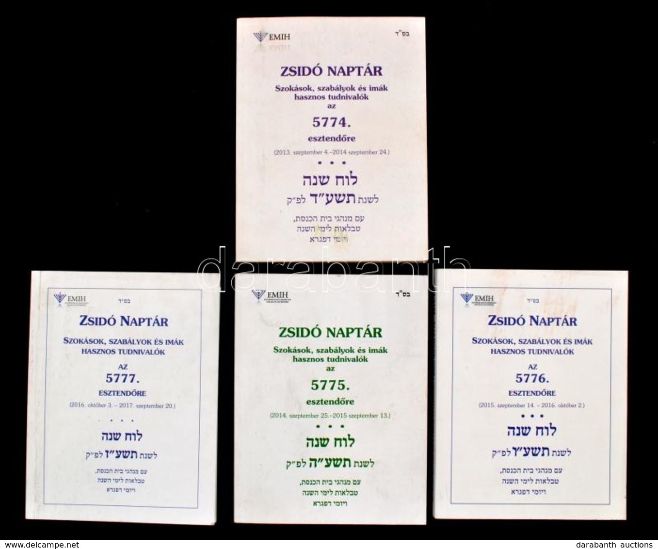 2013-2017 Zsidó Naptárak 4 Db. Bp., 2013-2016, EMIH-Budapesti Ortodox Rabbinátus. Papírkötésben. - Autres & Non Classés