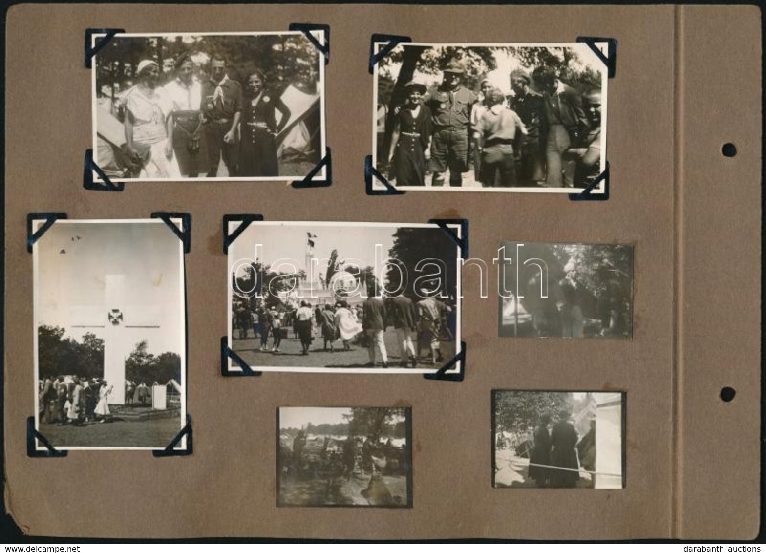 Cca 1930 Vegyes Fotó Tétel, 14 Db, Kétoldalas Albumlapon, Rajta Cserkész és Jamboree-s Fényképekkel és Más Fényképekkel  - Pfadfinder-Bewegung