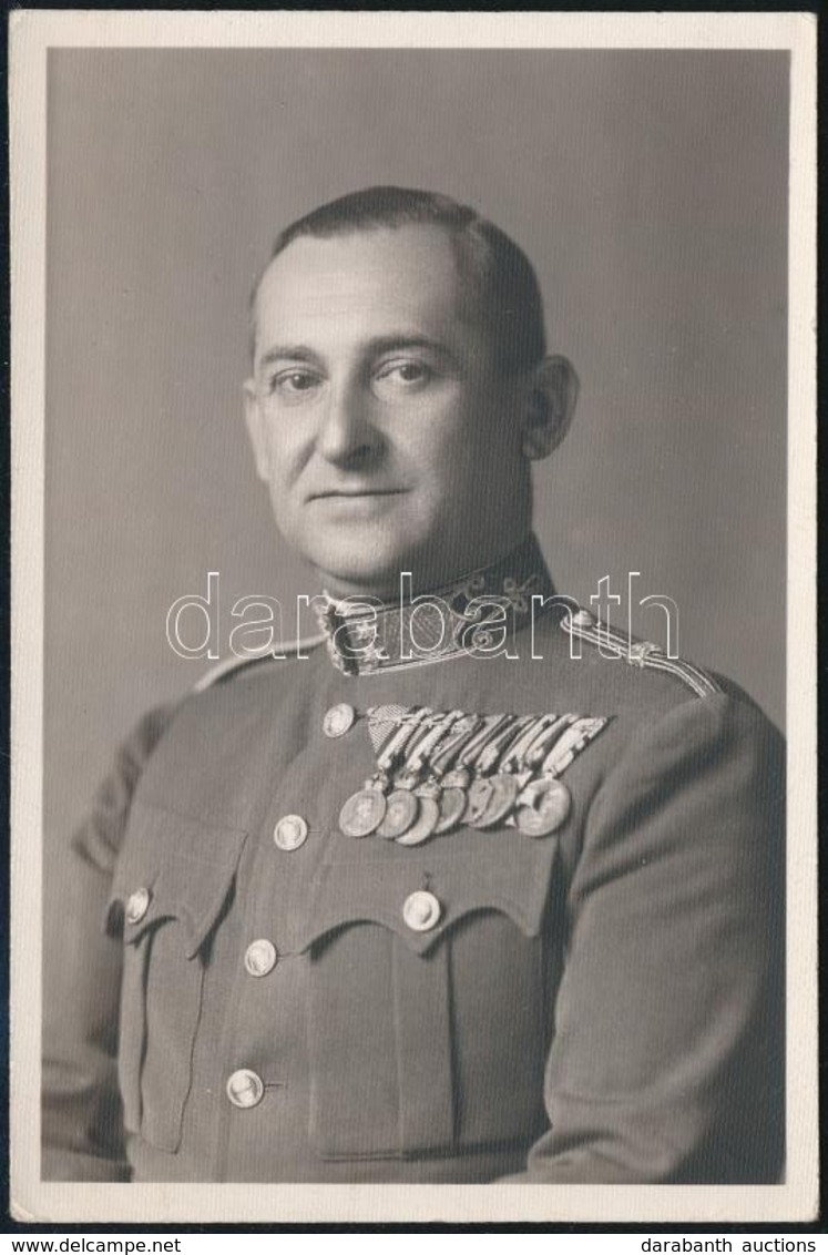 Cca 1920-1940 Pandurfi Kornél Lovassági Alezredes Fotója, Kitüntetésekkel, 10x6 Cm - Autres & Non Classés