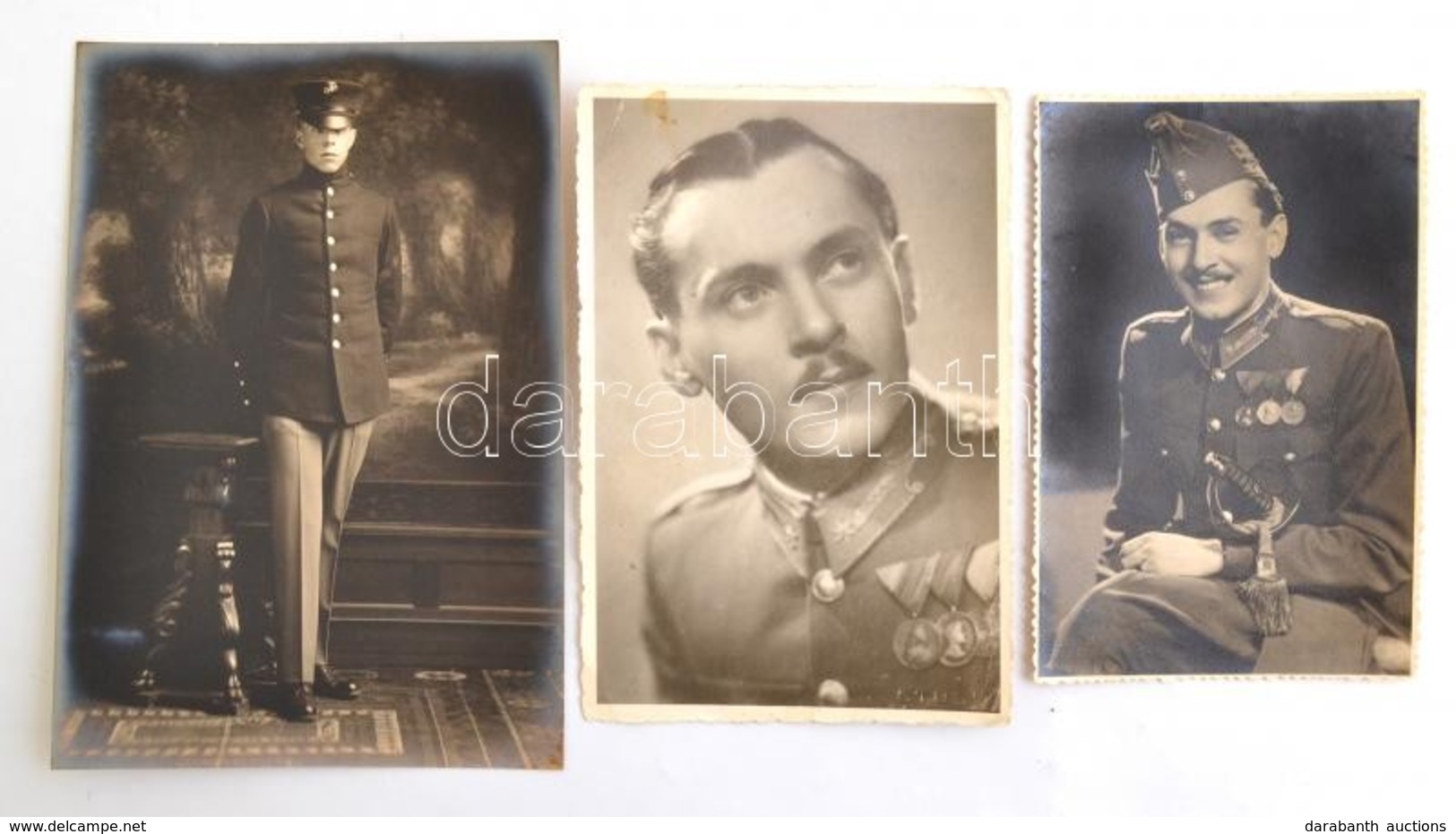 Cca 1920-1945 3 Db Katonai Fotó, 13×8,5 és 16,5×11,5 Cm - Autres & Non Classés