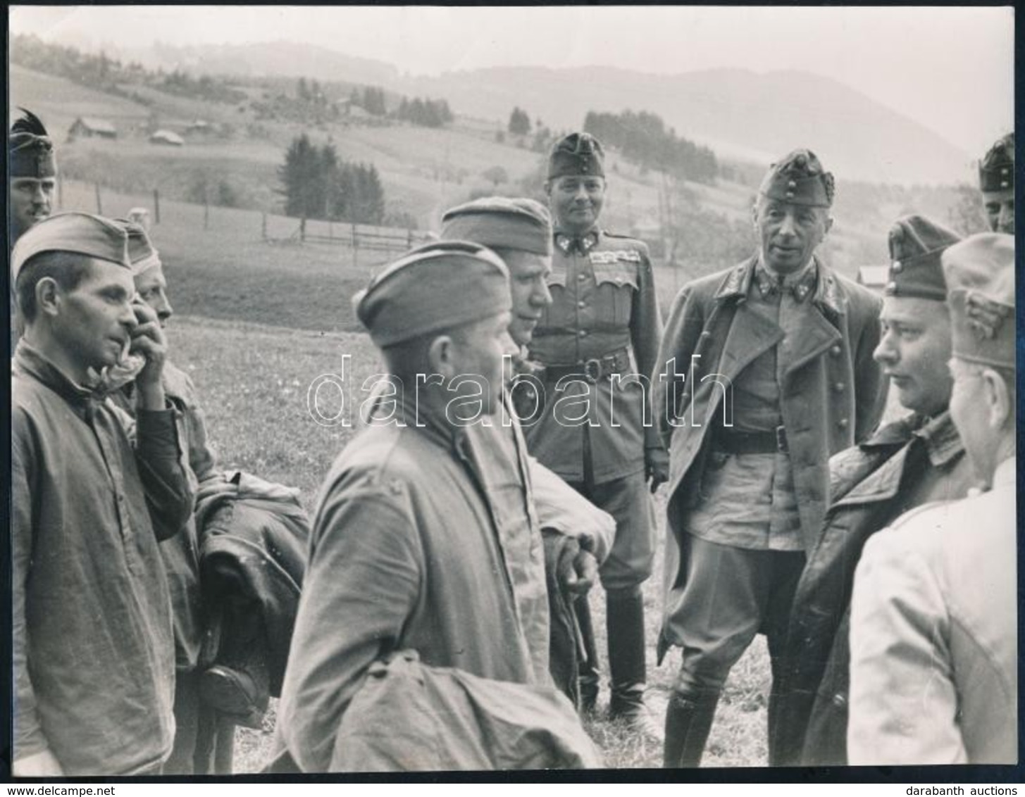 Cca 1941-1944 Homlok Sándor, Csatay Lajos, Kéri Kálmán, Szombathelyi Tábornokok Fotója,(Kárpátok?), 17x23 Cm - Autres & Non Classés