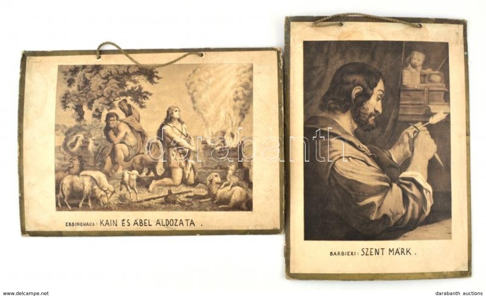 Cca 1860-1900, 2 Db Bibiliai Témájú Kép: Giovanni Francesco Barbieri Után: Szent Márk. Litográfia, Papír, Kartonra Ragas - Non Classés
