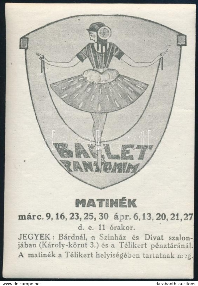 Cca 1910 Balett Pantomim Reklám Címke10,5x 7,5 Cm - Non Classés