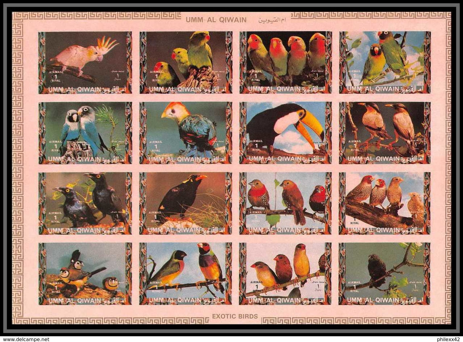 0120/ Umm Al Qiwain ** MNH Michel N° 1242 / 1257 Parrots And Finches Oiseaux (birds) Non Dentelé ** (imperforate) - Umm Al-Qiwain