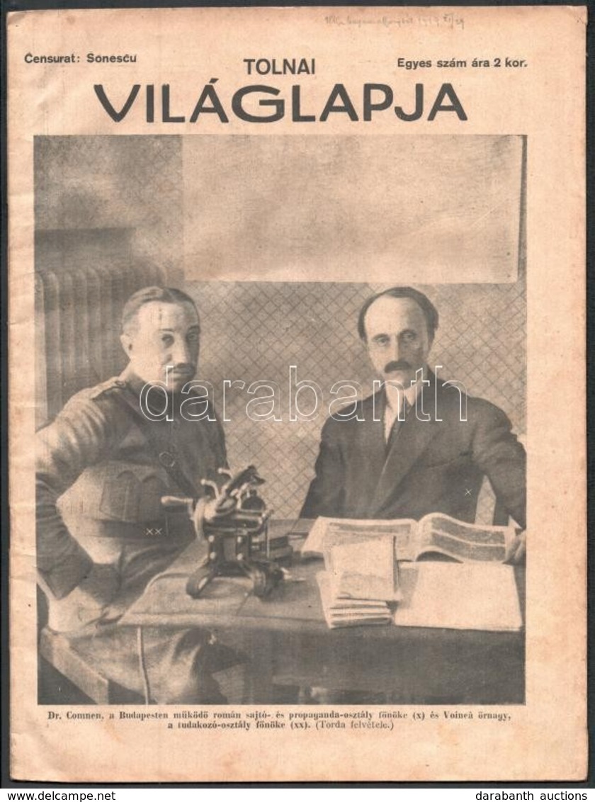 1919 Tolnai Világlap XIX. évf. 33. Sz., 1919. Nov. 3., RRománok által Cenzúrázott (Censurat: Sonescu), érdekes Korabeli  - Non Classés