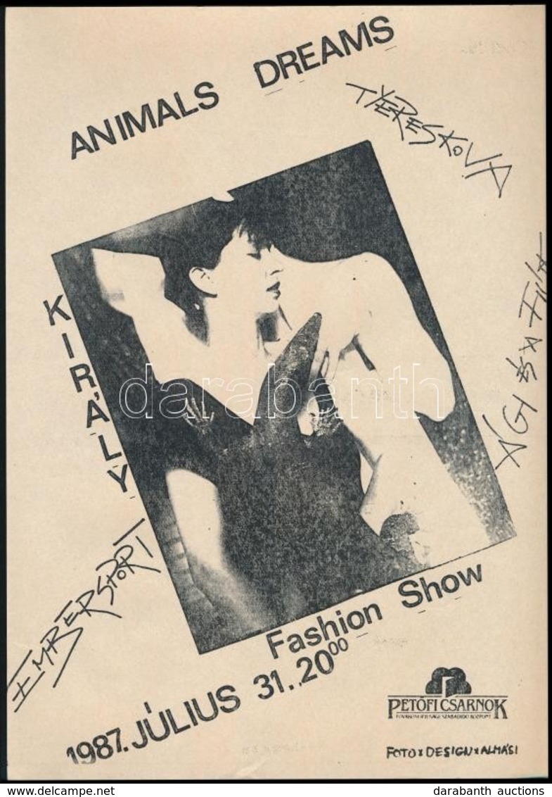 1987 Király Tamás Animals Dreams Fashion Show Plakát, 29×21 Cm - Autres & Non Classés