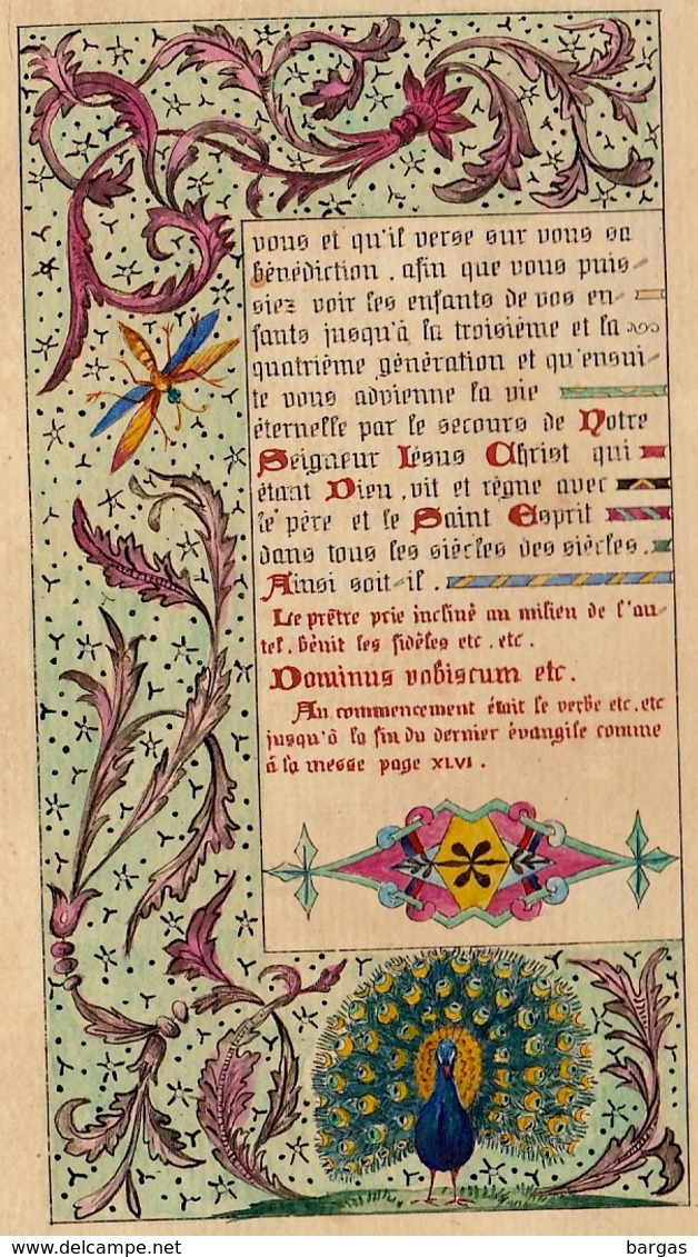 Curiosa Superbe Enluminure Religieuse Grotesque Miniature D'un Livre De Religion Ancien - Diable Enluminures Lettrine - Godsdienst & Esoterisme